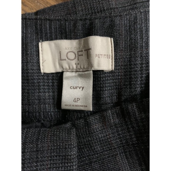 Loft Petite Curvy Plaid Flare Dress Pants Academia Business Professional-4P - Picture 5 of 5